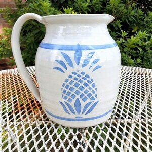 Pineapple Jug By DK Clay Pottery Studio Handmade NC 1986 -